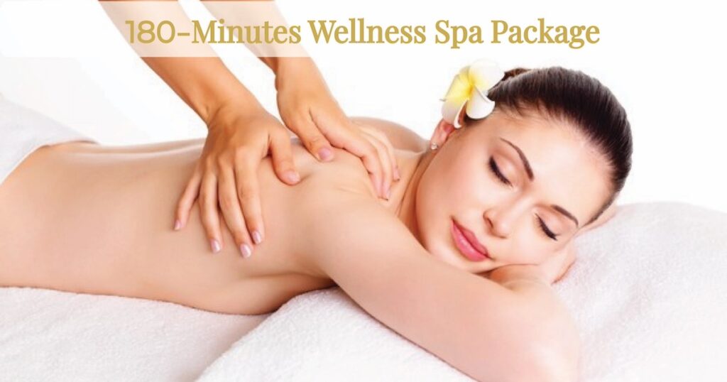 A luxurious spa treatment scene showing a person receiving a full-body massage with warm oils, surrounded by candles, soft towels, and calming ambient lighting.