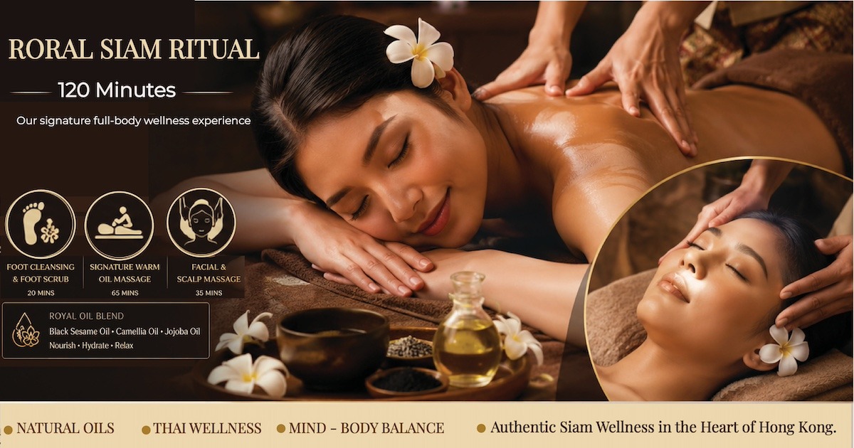 Royal Siam Ritual 120-minute luxury spa treatment with warm oil full-body massage and facial therapy.